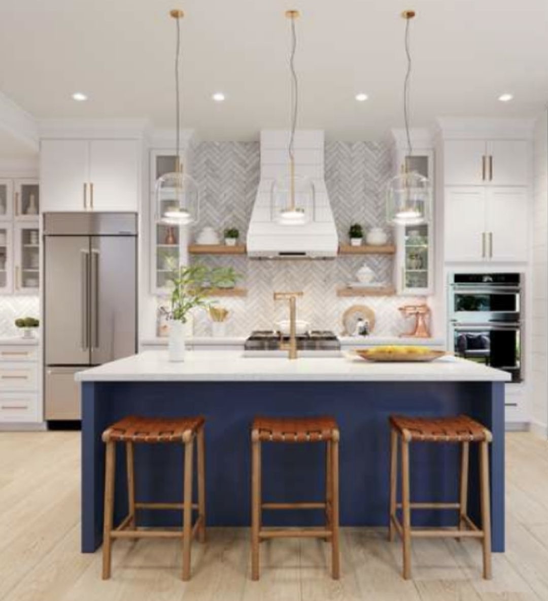 This kitchen incorporated a small amount of shiplap on the range hood