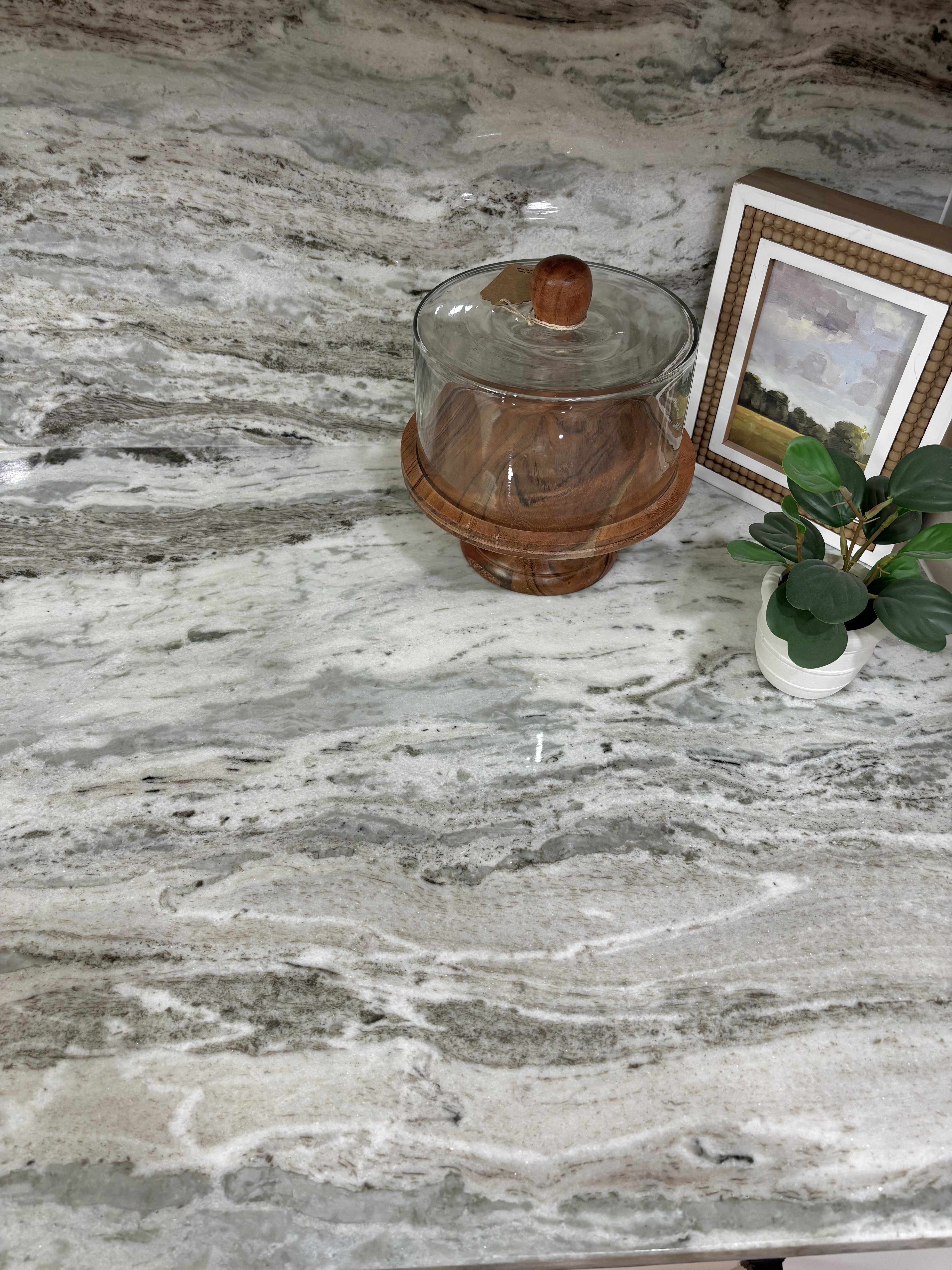 granite countertop with lots of veining